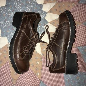 Brown ankle combat boots